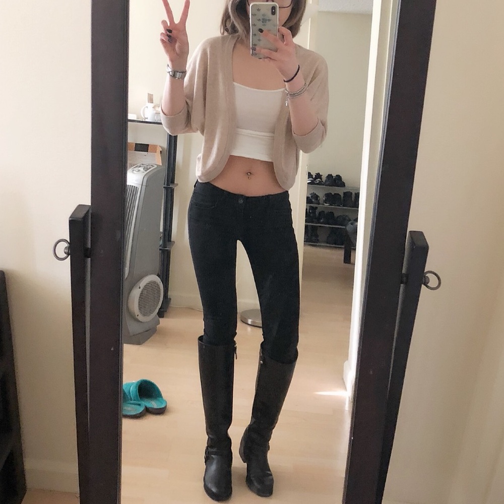 Beige 1/2 Sleeve Wool Shrug Cardigan Size S/P